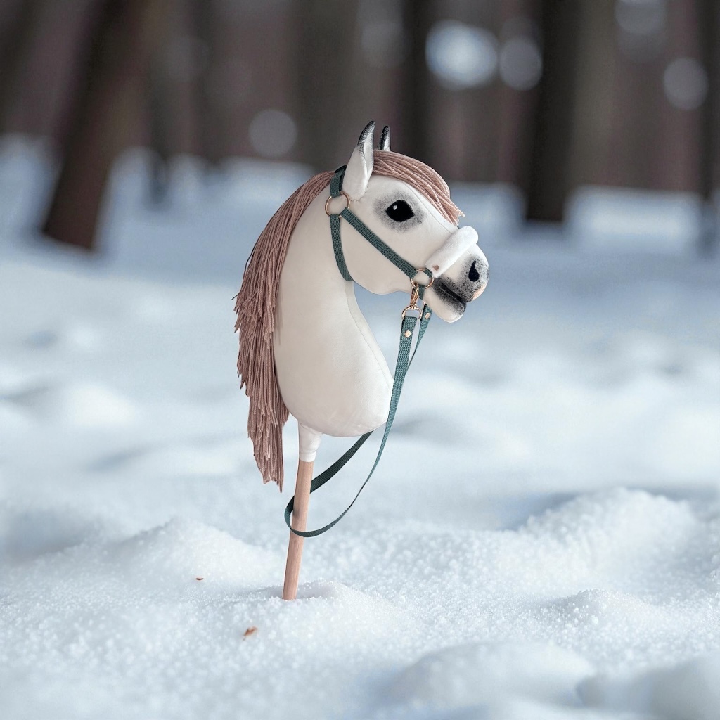 Hobby Horse Perlino Complet - Cheval Bâton Taille L Avec Filet, Mors, Rênes Et Bonnet - Idéal Enfants Et Ados